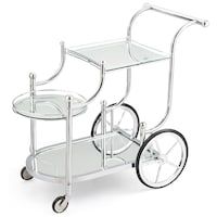 a clear plastic serving cart with wheels