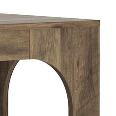 a wooden table with an arch at the top