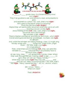 a christmas poem written in red and green on white paper with the words, merry lights