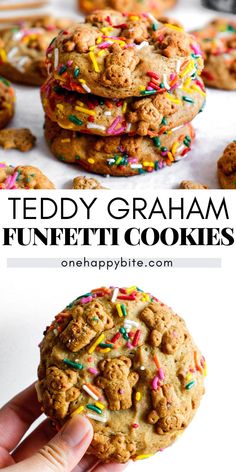 teddy graham funfetti cookies with sprinkles on top