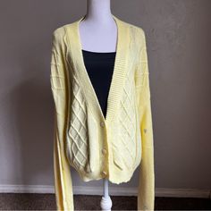 Witty Fox Button Front Over Sized Cardigan With Rose Applique Size Xl Lemon Yellow Pink Blue Green 42% Acrylic 30% Polyester 28% Nylon Faux Pearl Buttons Oversized Fit Extra Long Sleeves New With Tags; Never Worn Brand New Condition Flat Measurements 29” Chest 24” Length Bundle And Save; Offers Welcome Item Has Tags And Has Never Been Worn Witty Fox Button Front Over Sized Cardigan With Rose Applique Xl Lemon Yellow Long Cardigan Coat, Fox Sweater, Rose Applique, Hoodie Cardigan, Black Chevron, Large Sweaters, Extra Long Sleeves, White Halter Maxi Dress, Blue Cardigan