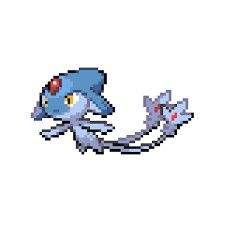 an image of a pixelated pokemon character flying through the air with his tail extended