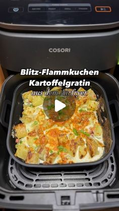 a video showing how to make a casserole dish in an air fryer