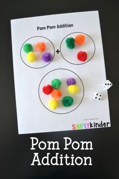 pom pom addition game for kids to play with