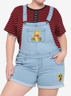 Get dressed for a fun day in the Hundred Acre Wood with Pooh and friends! From Winnie the Pooh  these denim shortalls feature embroideries of Pooh with sunflowers on the front chest pocket flowers at the hip and Roo floating on a red balloon on the back. Complete with adjustable straps hip and back pockets cuffed shorts and side-button closures. Shortalls Outfit, Pocket Flowers, The Hundred Acre Wood, Denim Shortalls, Disney Themed Outfits, Pooh And Friends, Cute Winnie The Pooh, Red Balloon, Plus Size Fits