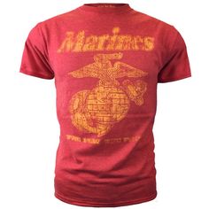 Men's Marines T-Shirt to represent the US Marines with the Classic "The Few The Proud" Black Ink Design. Was this shirt made in the 70s? No, but it sure looks like it. The perfect vintage look to support your USMC Marine Corps year round.  Recommended For:For those serving past and present in the United States Marine Corps and for those that support and love them.• Men's Marine Corps T-Shirt• Preshrunk to minimize shrinkage• 100% Ringspun Cotton• 5.2 Oz.• Short Sleeve - Crew Neck Collar• Proudly Retro Cotton T-shirt For Fan Gear, Vintage Red Shirt With Screen Print, Vintage Graphic Print T-shirt For Fan Gear, Vintage Style Tri-blend Tops With Letter Print, Vintage Cotton Shirt With Logo Print, Retro Cotton T-shirt Made In Usa, Vintage Cotton Shirt For Fan Merchandise, Vintage Crew Neck Shirt With Logo Print, Vintage Style Screen Print Fan Gear T-shirt