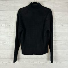 Approximately 21” Pit To Pit. Approximately 23” Long. From Smoke Free Home. Any Questions Please Ask. Classic Black Ribbed Outerwear, Black Cable Knit Top For Work, Black Cable Knit Top, Black Cable Knit Crew Neck Outerwear, Black Cable Knit Top For Fall, Black Cable Knit Sweater For Layering, Black Cable Knit Crew Neck Top, Black Turtleneck Cable Knit Sweater, Black Knit Tops For Cold Weather