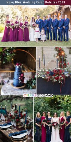 navy blue and red wedding color palettes