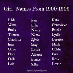 the girls names from 1900 - 2009