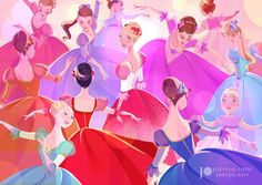 a group of ballerinas are dancing together