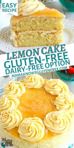 lemon cake gluten - free dairy - free option with the title overlay