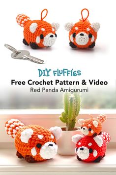 free amigurumi pattern Red Panda Crochet, Panda Crochet Pattern, Beginner Amigurumi, Crochet Craft Fair, Panda Craft, Crochet Stitches Guide, Crochet Keychain Pattern, Crochet Animals Free Patterns, Crochet Design Pattern