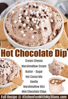 hot chocolate dip with marshmallow cream in a bowl