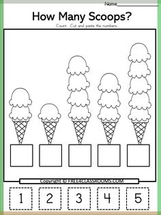 an ice cream cone worksheet for counting numbers