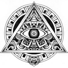 an all seeing eye in the center of a triangle