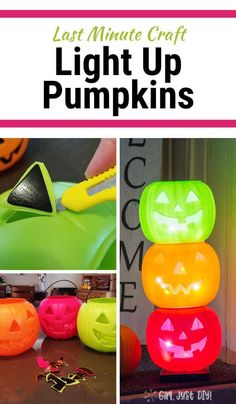 the last minute craft light up pumpkins is an easy project for kids to make