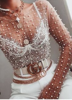 Elegant Crop Top, Sheer Lace Top, Outfit Trends, Mode Inspo, Mesh Long Sleeve, Elegant Shirt, Party Tops, Lace Shirt, Mode Inspiration