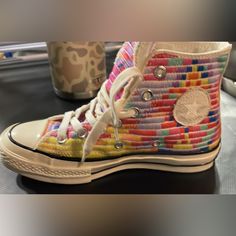 Chuck Taylor All Star 70 Hi. Perfect For Spring And Summer! Multi Colored, Embroidered, Converse Collaboration With Mara Hoffman. Never Worn But No Tags Or Box. Size 5 Women’s Fits Like A 6. Multicolor Low-top Fabric Sneakers, Multicolor Fabric Low-top Sneakers, Converse Multicolor Sneakers For Spring, Converse Collaboration, Upcycle Shoes, Cute Converse Shoes, Embroidered Converse, Cute Converse, Teacher Clothes