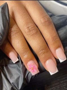 @mbnailbar Cute Nails Short French Tip, French Nails W Design, Short Nails Ideas Vacation, Basic Short Square Nails, Vacation Nail Ideas Short, White And Pink Acrylics, Tenerife Nails Ideas, Christmas Overlay Nails, Nail Inspo Acrylic Designs