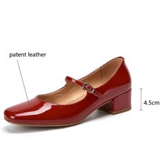 TAVIMART - Spring/summer Mary Jane Shoes Patent Leather Woman Shoes French Square Toe Thick Heel Shoes Women Buckle Strap Women Pumps Thick Heel Shoes, Pantsuits For Women, Patent Shoes, Woman Shoes, Thick Heel, Beige Shoes, Jane Shoes, Women Cargos, Pajama Set Women