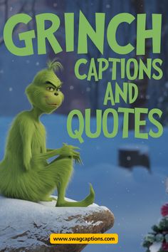 Get into the holiday spirit with our fun collection of 168+ Grinch Instagram Captions and Quotes! Whether you love the Grinch's mischievous antics or want to share some heartwarming holiday vibes, we've got you covered. From witty one-liners to sweet sentiments, these captions are perfect for all your festive posts. So, grab your phone, snap some pics, and let these Grinch-inspired quotes help you spread some Christmas cheer this season! Grinch Captions For Instagram, Grinch Quotes Funny, Grinch Sayings Quotes Funny, Grinch Christmas Quotes, Grinch Quotes Christmas, Festive Captions, Pre Wedding Quotes, Saree Quotes, Halloween Captions