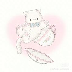 a drawing of a teddy bear in a teacup