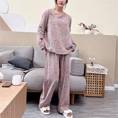 Embrace comfort and style with our peony cotton pajama set, tailored for a perfect fit up to 240 pounds. Its loose design suits various body types, ensuring cozy nights and stylish lounging. Feminine Relaxed Fit Loungewear Sets, Floral Print Loungewear Sets, Floral Print Sleepwear Long Pants For Loungewear, Floral Print Sleepwear With Relaxed Fit Long Pants, Comfortable Floral Print Sleepwear, Floral Print Relaxed Fit Pajamas, Floral Print Relaxed Fit Long Sleepwear Pants, Comfortable Full-length Cotton Sleepwear, Floral Print V-neck Sleepwear For Loungewear