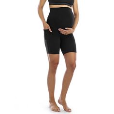 Update your pregnancy wardrobe with these Time and Tru Maternity Bike Shorts. Designed to support and smooth until delivery, these bike shorts have a waistband that can be worn over or under bump for a flexible fit. Size: L.  Color: Black.  Gender: female.  Age Group: adult. Pregnant Women Fashion, Maternity Jean Shorts, Womens Lace Shorts, Maternity Clothes Summer, Maternity Shorts, Casual Maternity, Maternity Pants, Summer Pregnancy, Pregnancy Wardrobe