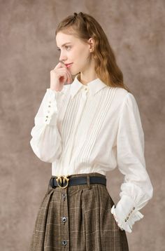 Jo March 31 | Accordion Pleated Linen Shirt Elegant Shirt With Gathered Sleeves For Spring, Chic Workwear Shirt With Gathered Sleeves, Chic Shirt With Gathered Sleeves For Work, Pleated Long Sleeve Shirt For Work, Long Sleeve Pleated Shirt For Work, Formal Long Sleeve Blouse With Gathered Sleeves, Vintage Bishop Sleeve Formal Blouse, Vintage Bishop Sleeve Blouse For Formal Occasions, Classic Formal Tops With Gathered Sleeves