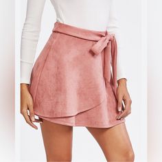 Shein Faux Suede Leather Faule Wrap Side Tie Size M Pink Nwot Trendy Stuff, Outfits Skirt, Belted Skirt, Street Outfits, Casual Skirt Outfits, Rock Outfit, Suede Skirt, Skirt Skirt, Skirts Online