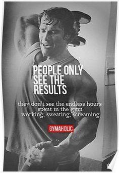 a man is smiling and holding his head in his hands with the words people only see the results they don't see the endless hours