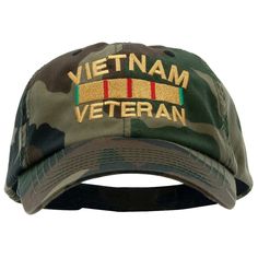 Vietnam Veteran Embroidered Enzyme Washed Cap Unisex Crown, Camo And Pink, Embroidered Cap, Digital Camo, Camo Designs, Embroidered Caps, Military Service, Vietnam Veterans, Pink Camo