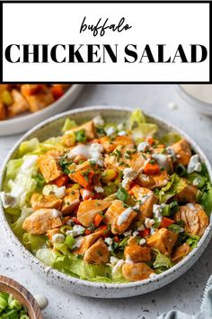 This healthy Buffalo Chicken Salad is made with chicken breast, veggies and your favorite dressing. It's made without mayo or yogurt, packs a ton of flavor and is perfect for meal prepping lunches!