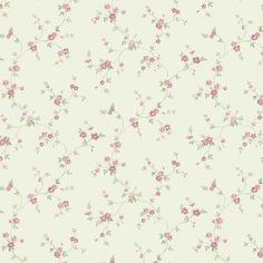 a floral wallpaper with pink flowers and green leaves on a light beige background,