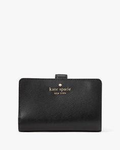 Madison Medium Compact Bifold Wallet | Kate Spade Outlet Classic Compact Kate Spade Wallet, Kate Spade Classic Compact Wallet, Classic Kate Spade Wallet With Interior Card Slots, Classic Kate Spade Wallet With Card Slots, Classic Formal Kate Spade Wallet, Classic Wallets With Logo For Everyday Use, Kate Spade Outlet, Loose Change, Logo Line