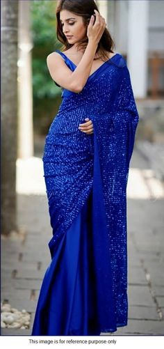 Shop Bollywood model Georgette royal blue sequins half and half saree online at kollybollyethnics from India with free worldwide shipping. Blue Sequin Saree, Teal Saree, Teal Blue Saree, Teal Gown, Half And Half Saree, Royal Blue Saree, Hot Pink Prom Dress, Wedding Trousseau