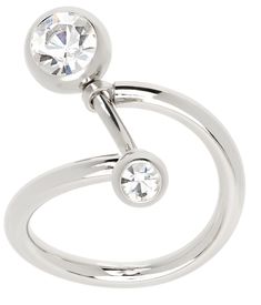 Handcrafted band ring in palladium-plated brass. Bezel-set crystals at face. Supplier color: Crystal Modern Silver Crystal Ring With Polished Finish, Elegant Silver Stainless Steel Crystal Ring, Modern Cubic Zirconia Crystal Ring, Justine Clenquet, Color Crystal, Womens Jewelry Rings, Bezel Setting, Band Ring, Band Rings