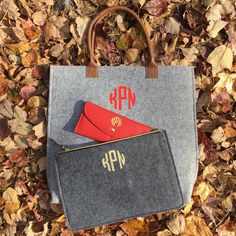 Need a lightweight, effortless handbag for every day use? Then our monogrammed wool felt tote bag and clutch are for you! This personalized wool tote makes a great handbag, diaper bag, computer bag, book tote and more and is great for everyday use. The clutch is perfect for a night out, brunch with your besties or just running errands around town. Pair either bag with your favorite blanket scarf, skinny jeans or boots and rock your day in preppy style! A monogram adds the perfect personalized to Felt Tote Bag, Wool Tote, Felt Tote, Pink Apple, Computer Bag, Gold Monogram, Computer Bags, Blanket Scarf, Preppy Style