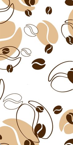 coffee beans on a white background with brown swirls and circles in the middle,