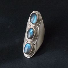 12 x 10 mm labradorite stones Brushed sterling silver Approximate dimensions ; L 45 mm X W 18 mm Silver Labradorite Ring Stamped 925, Unique Silver Labradorite Ring, Saddle Ring, Labradorite Stone, Stone Ring, Stone Rings, Labradorite, Saddle, Gemstone Rings