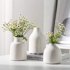 White Small Ceramic Vases Set of 3 for Flowers Modern Floral Vase Living Room Decor Home Decoration Small Flower Vase, Vase Living Room, Modern Living Room Decor, Decorative Vases, Small White Flowers, Mini Vase, Floral Vase, Room Makeover Bedroom, Modern Vase