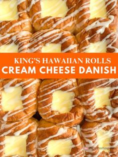 king's hawaiian rolls with cream cheese drizzled on top and in the middle