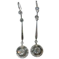 Pair of vintage earrings with 18 karat white gold and brilliant diamonds for a total of 0.5 karats, Italy 1920s-1930s Length 5 cm