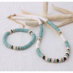 Heishi Jewelry, Bracelets With Beads, قلادات متدلية, Rubber Bead, Clay Bracelet, Diy Bracelet Designs