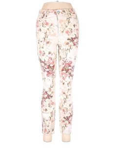 Buffalo by David Bitton Casual Pants Size: 6 Ivory Bottoms - used. 2% Elastane, 5% Polyester, 41% Tencel, 52% Cotton, Cropped, Floral, High Rise | Buffalo by David Bitton Casual Pants - High Rise: Ivory Bottoms - Size 6 Mid-rise Floral Print Pants For Spring, White Floral Print Ankle-length Bottoms, White Floral Print Ankle-length Pants, Mid-rise Fitted Floral Print Bottoms, Fitted Mid-rise Bottoms With Floral Print, Beige Floral Print Pants For Spring, White Floral Print Trousers, Spring Floral Print Beige Pants, Spring Beige Floral Print Pants