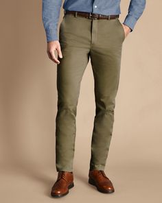 Ultimate Non-Iron Chinos - Olive Green | Men's Charles Tyrwhitt Ultimate Non-Iron Chino Pants - Olive Green Size W32 L30 Cotton Mens Green Chinos, Fitted Green Chinos, Men’s Olive Pants Outfit, Casual Green Full Length Chinos, Green Chinos Men, Green Casual Full-length Chinos, Olive Chinos, Chinos Men Outfit, Green Chinos