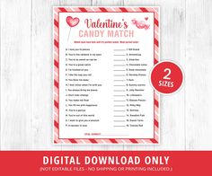 valentine's candy match game printable