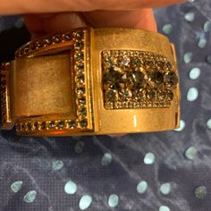 Beautiful Vintage Gold Belt Cuff Bracelet With Rhinestones Nwot No Box Pink Charm Bracelet, Turquoise Wrap Bracelet, Sorrelli Jewelry, Gold Bubbles, Pink Charm, Handmade Leather Bracelets, Black Beaded Bracelets, Gold Belt, Gold Plated Bangles