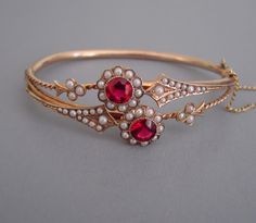 Victorian Bracelet, Ruby Bracelet, A Bracelet, Ruby Jewelry, Chatelaine, Victorian Jewelry, Vintage Jewels, Antique Jewellery, Pretty Jewellery