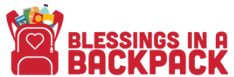 the words, blessings in a backpack are shown above a red and white background